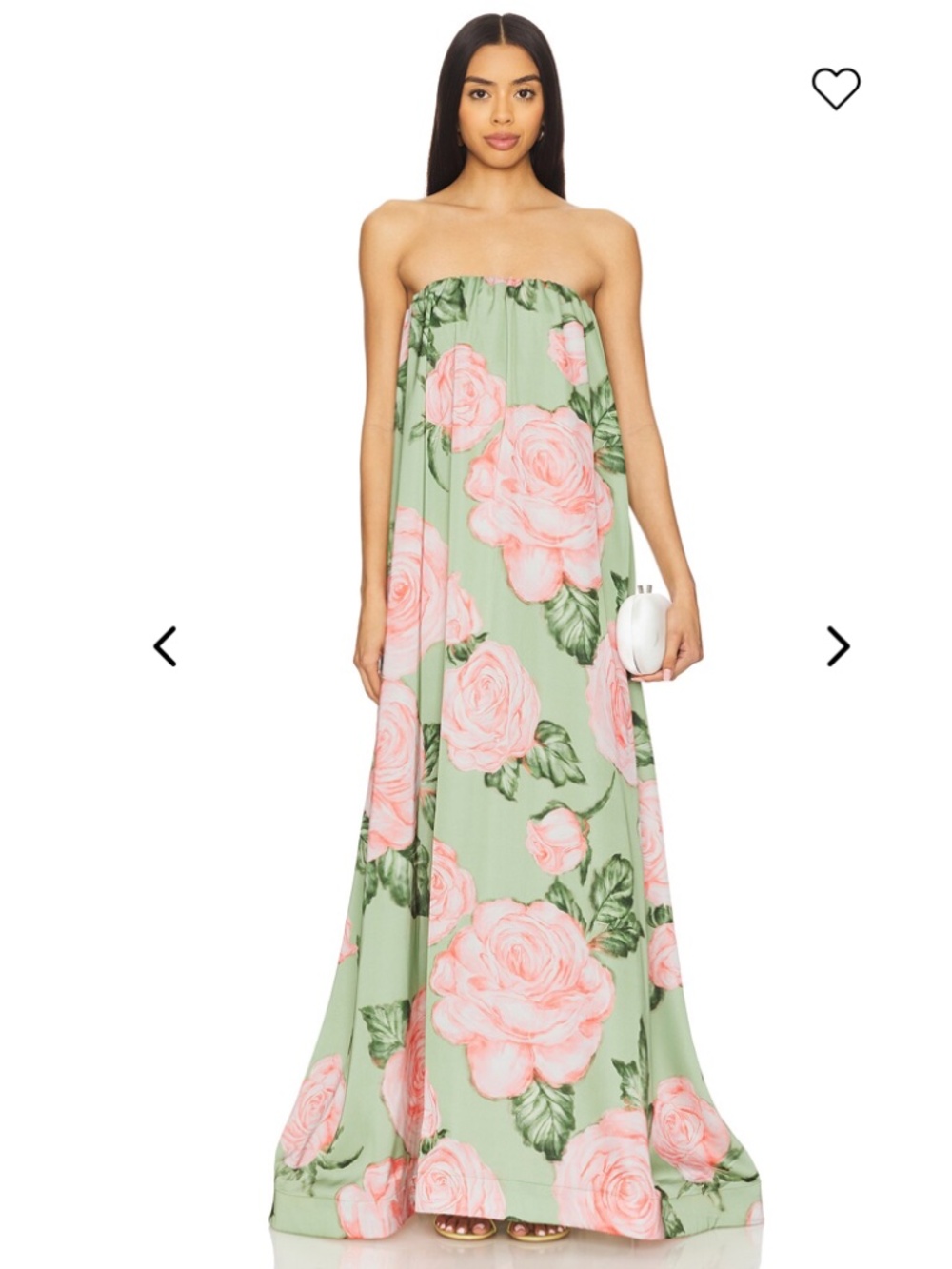 Strapless Floral Maxi Dress in Sage and Pink